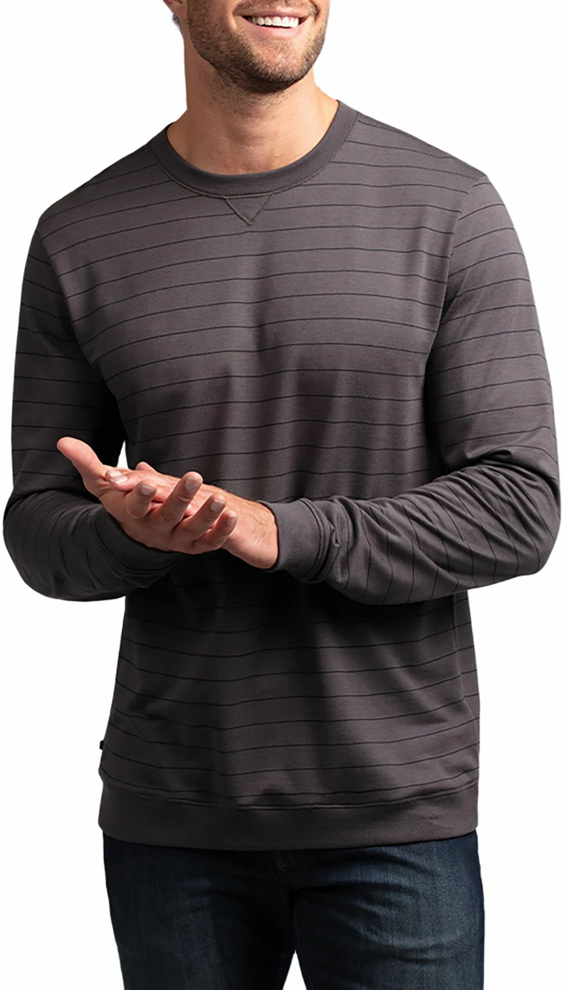TravisMathew Men's Carlin Long Sleeve Golf Shirt For Men Grey Pinstripe/black 3 TravisMathew Men's Carlin Long Sleeve Golf Shirt For Men Grey Pinstripe/black