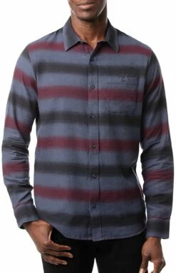 TravisMathew Men's On And On Button-Up Flannel Golf Shirt For Men Blue Night
