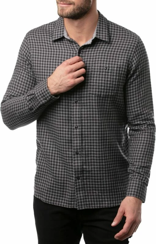 TravisMathew Men's Touch And Go Button-Up Flannel Golf Shirt For Men Black 2 TravisMathew Men's Touch And Go Button-Up Flannel Golf Shirt For Men Black -Deals Travis Wear Store unnamed file 1185