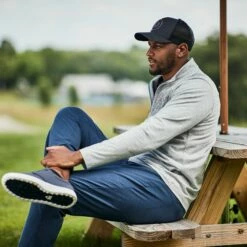 TravisMathew Men's Trip L Golf Hat For Men Heather Grey Pinstripe -Deals Travis Wear Store unnamed file 222