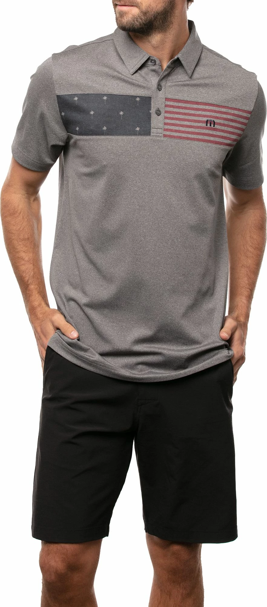 TravisMathew Men's Out For The Night Polo For Men Heather Quiet Shade 3 TravisMathew Men's Out For The Night Polo For Men Heather Quiet Shade