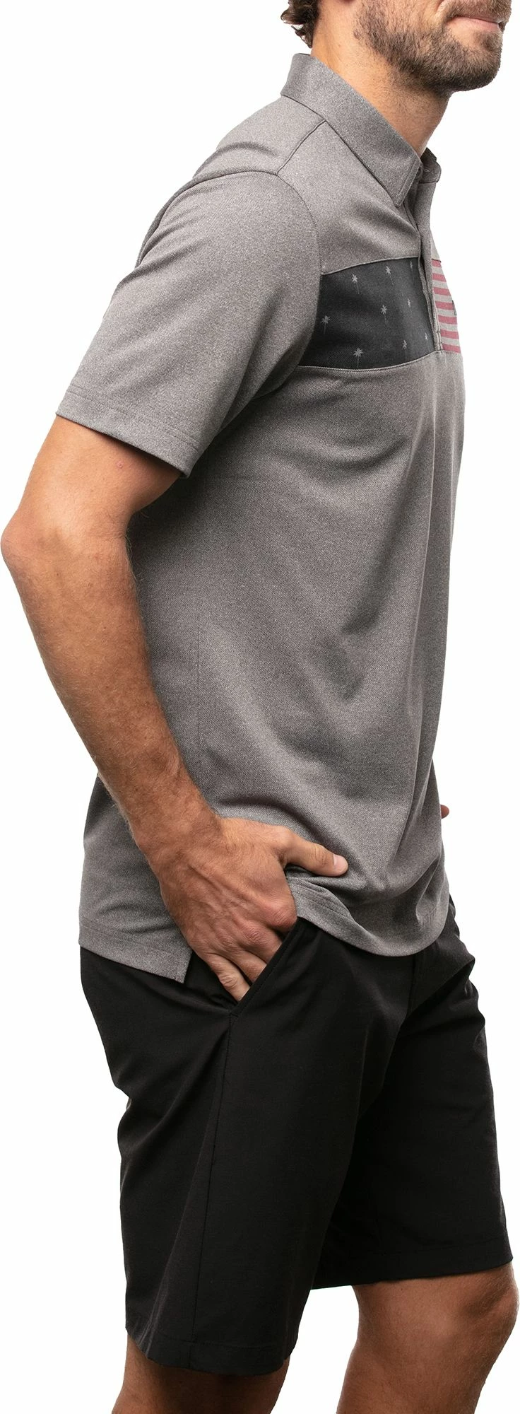 TravisMathew Men's Out For The Night Polo For Men Heather Quiet Shade 4 TravisMathew Men's Out For The Night Polo For Men Heather Quiet Shade - Image 2