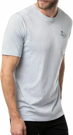 TravisMathew Men's Valby Short Sleeve Golf T-Shirt For Men Heather Light Blue -Deals Travis Wear Store unnamed file 519