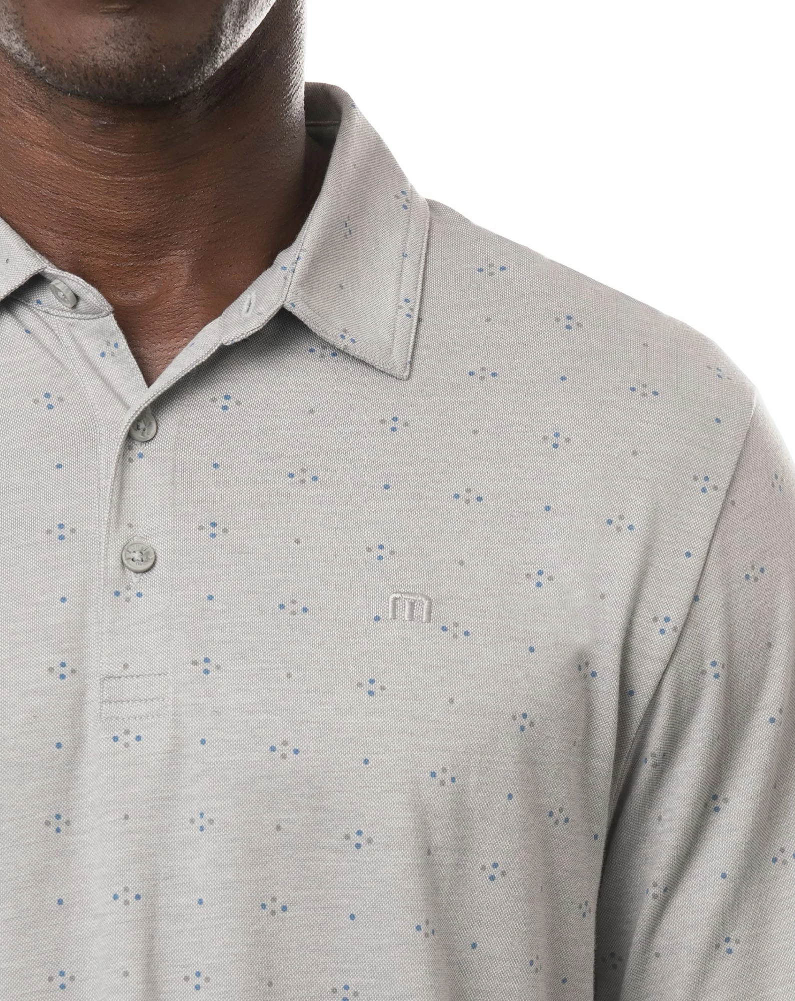 TravisMathew Men's Booze Clues Golf Polo For Men Heather Light Grey 6 TravisMathew Men's Booze Clues Golf Polo For Men Heather Light Grey - Image 4