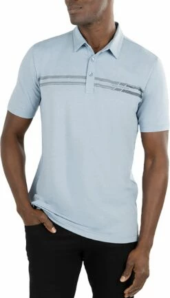 TravisMathew Men's Desert Drive Golf Polo For Men Faded Denim