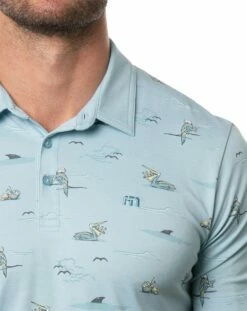 TravisMathew Men's Going Rogue Golf Polo For Men Heather Delphinium -Deals Travis Wear Store unnamed file 683