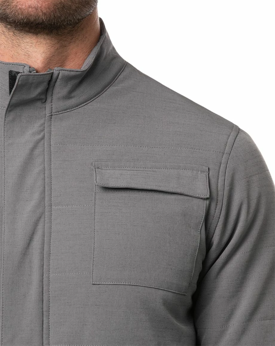 TravisMathew Men's Cabin In The Woods Fill-Zip Golf Jacket For Men Heather Quiet Shade 6 TravisMathew Men's Cabin In The Woods Fill-Zip Golf Jacket For Men Heather Quiet Shade - Image 4
