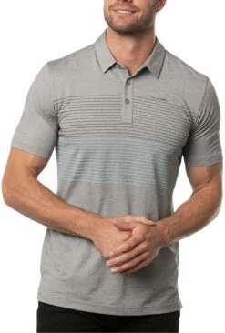 TravisMathew Men's Quiet Nights Golf Polo For Men Heather Medium Grey