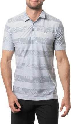 TravisMathew Men's High Spirits Golf Polo For Men Heather Light Grey