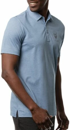 TravisMathew Men's Play Maker Golf Polo For Men Heather Copen Blue -Deals Travis Wear Store unnamed file 745