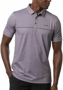 TravisMathew Men's Aboat Time Golf Polo For Men Heather Mulled Grape