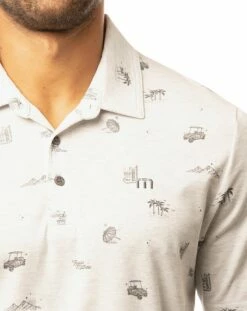 TravisMathew Men's Stolen Time Golf Polo For Men Heather White -Deals Travis Wear Store unnamed file 771