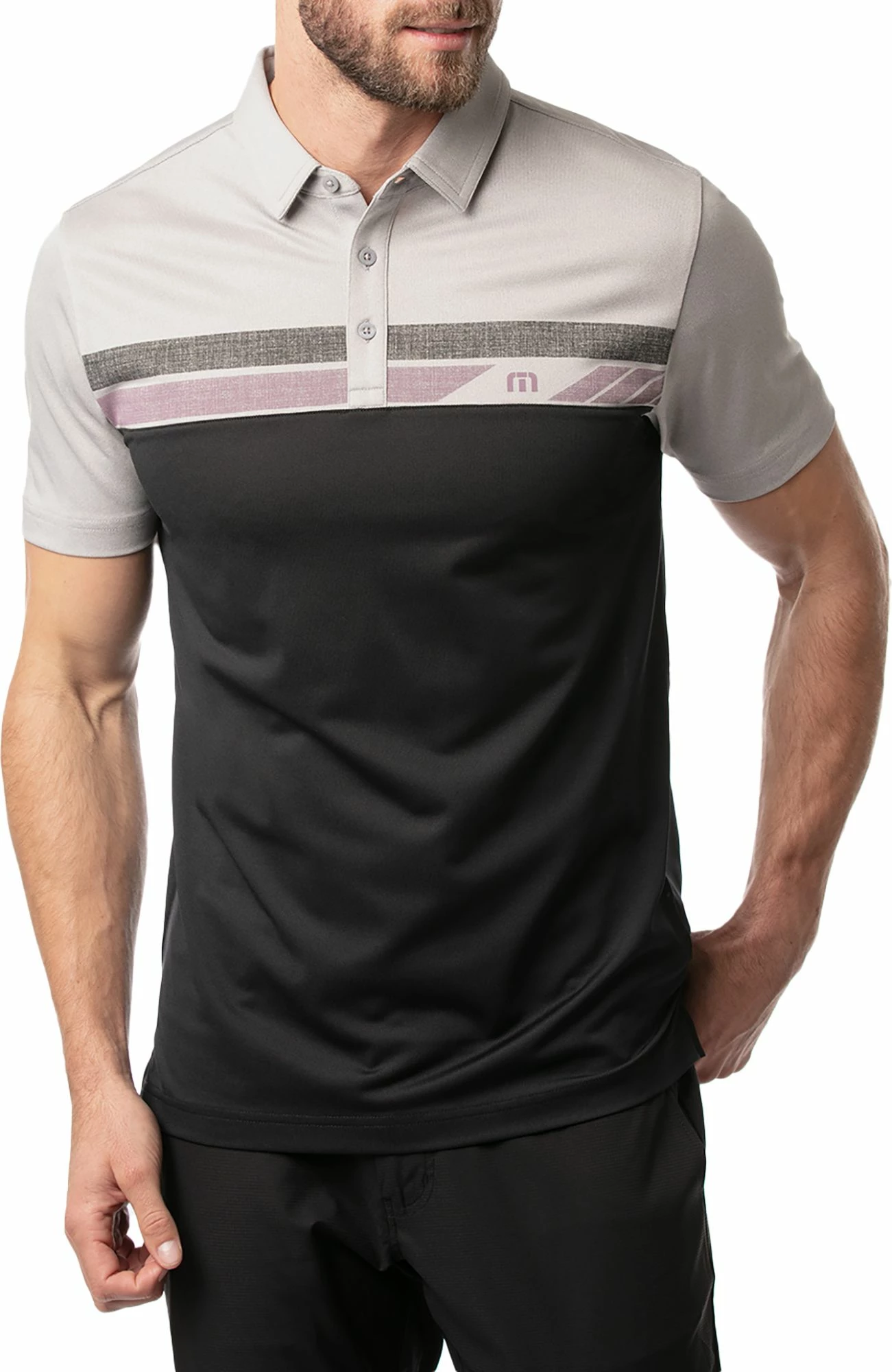 TravisMathew Men's Real Treat Golf Polo For Men Heather Light Grey 3 TravisMathew Men's Real Treat Golf Polo For Men Heather Light Grey