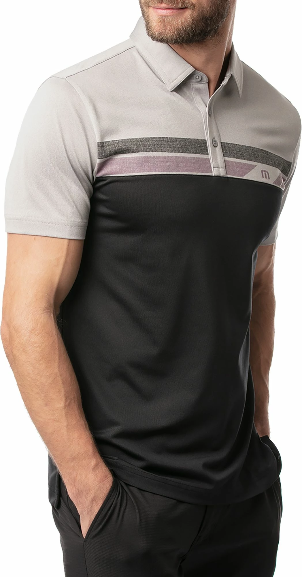 TravisMathew Men's Real Treat Golf Polo For Men Heather Light Grey 5 TravisMathew Men's Real Treat Golf Polo For Men Heather Light Grey - Image 3