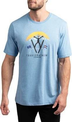 TravisMathew Men's Catchin' Air Golf T-Shirt For Men Heather Blue
