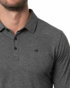 TravisMathew Men's Beginner's Luck Golf Polo For Men Heather Dark Grey -Deals Travis Wear Store unnamed file 864