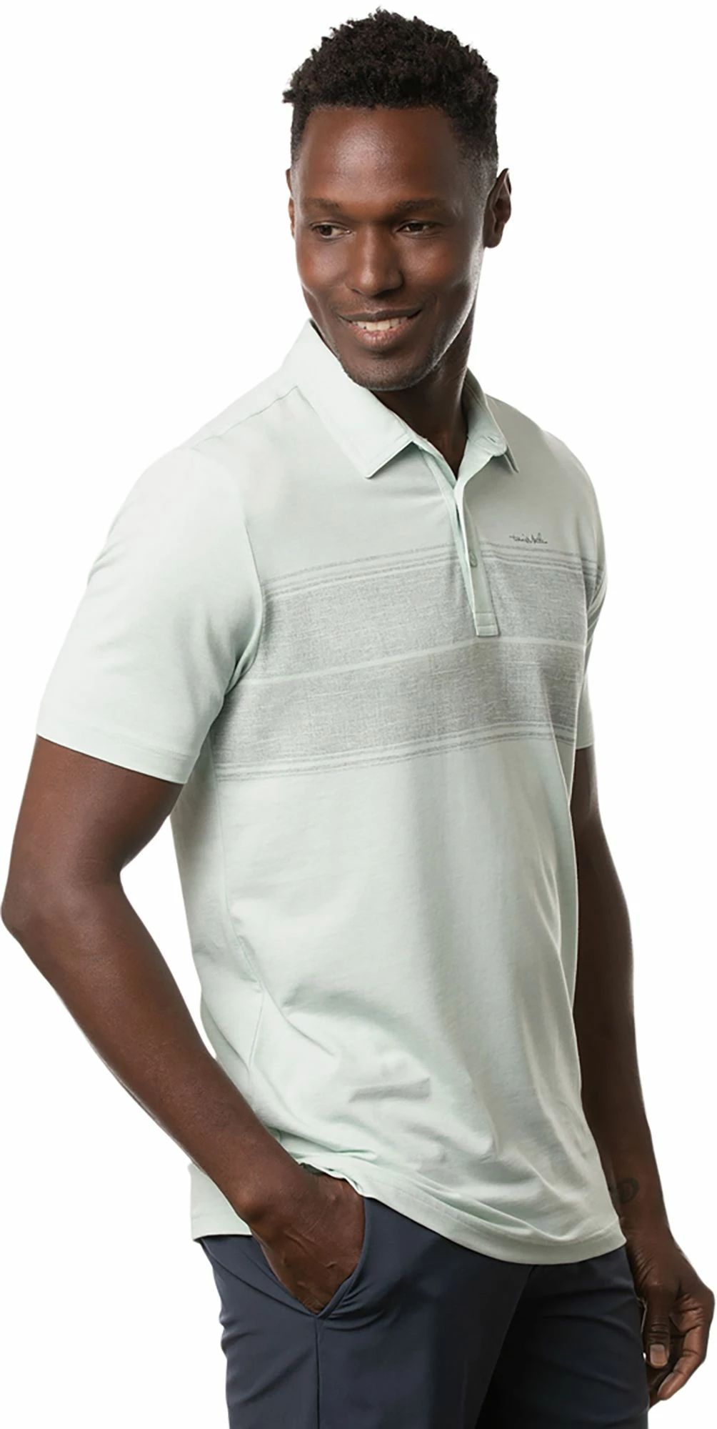 TravisMathew Men's Infinite Wishes Golf Polo For Men Heather Neptune Green 4 TravisMathew Men's Infinite Wishes Golf Polo For Men Heather Neptune Green - Image 2