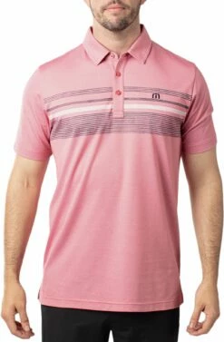 TravisMathew Men's Candy Apple Golf Polo For Men Heather Cardinal