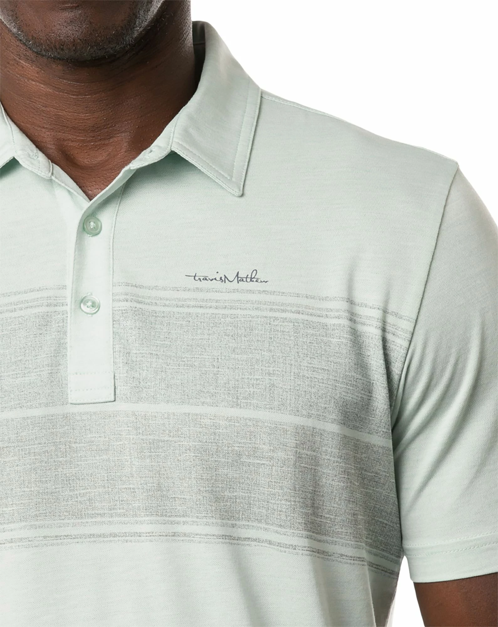 TravisMathew Men's Infinite Wishes Golf Polo For Men Heather Neptune Green 6 TravisMathew Men's Infinite Wishes Golf Polo For Men Heather Neptune Green - Image 4