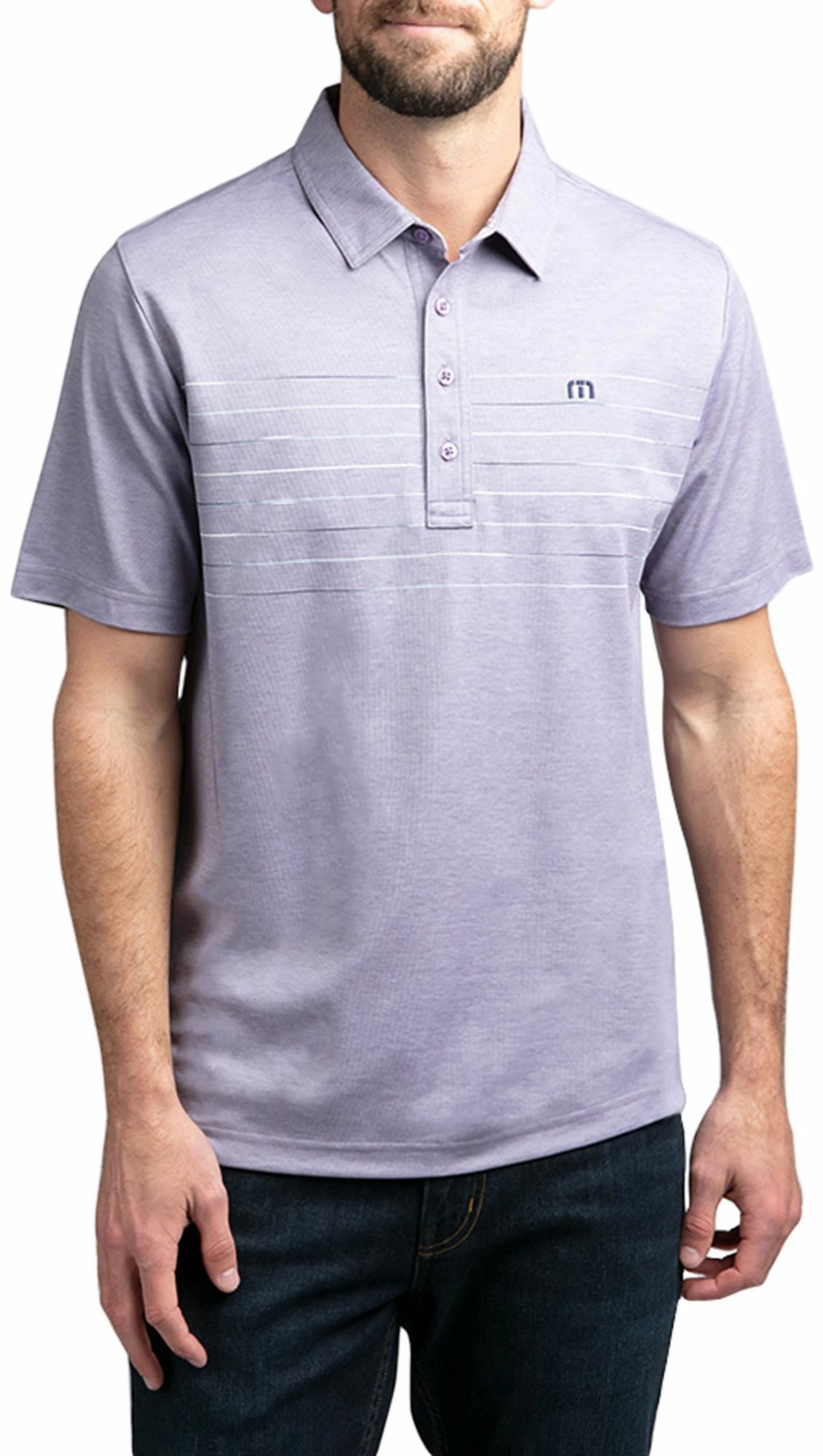 TravisMathew Men's Good Good Golf Polo For Men Heather Purple Sage 3 TravisMathew Men's Good Good Golf Polo For Men Heather Purple Sage