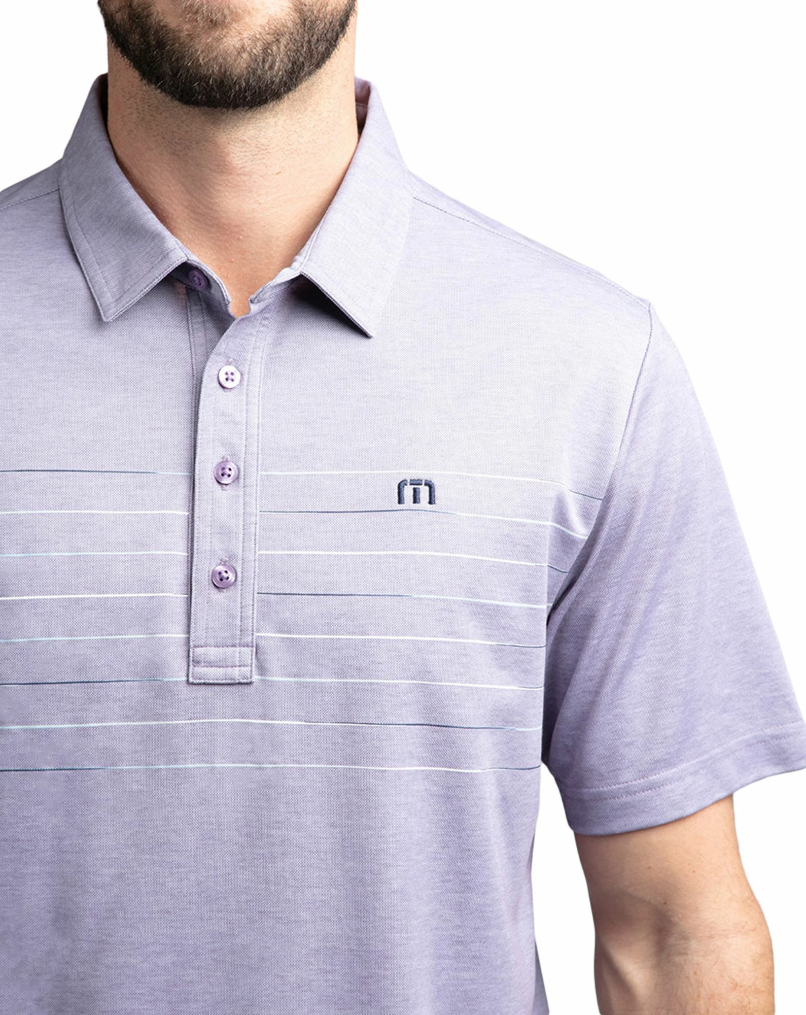 TravisMathew Men's Good Good Golf Polo For Men Heather Purple Sage 6 TravisMathew Men's Good Good Golf Polo For Men Heather Purple Sage - Image 4