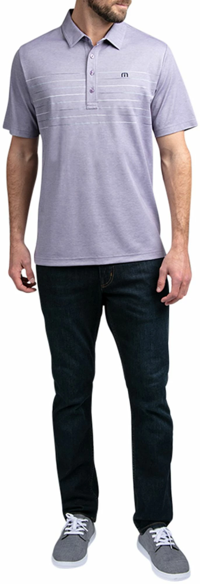 TravisMathew Men's Good Good Golf Polo For Men Heather Purple Sage 7 TravisMathew Men's Good Good Golf Polo For Men Heather Purple Sage - Image 5