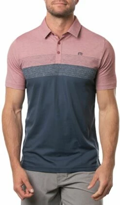 TravisMathew Men's Lake Life Golf Polo For Men Heather Ruby Wine