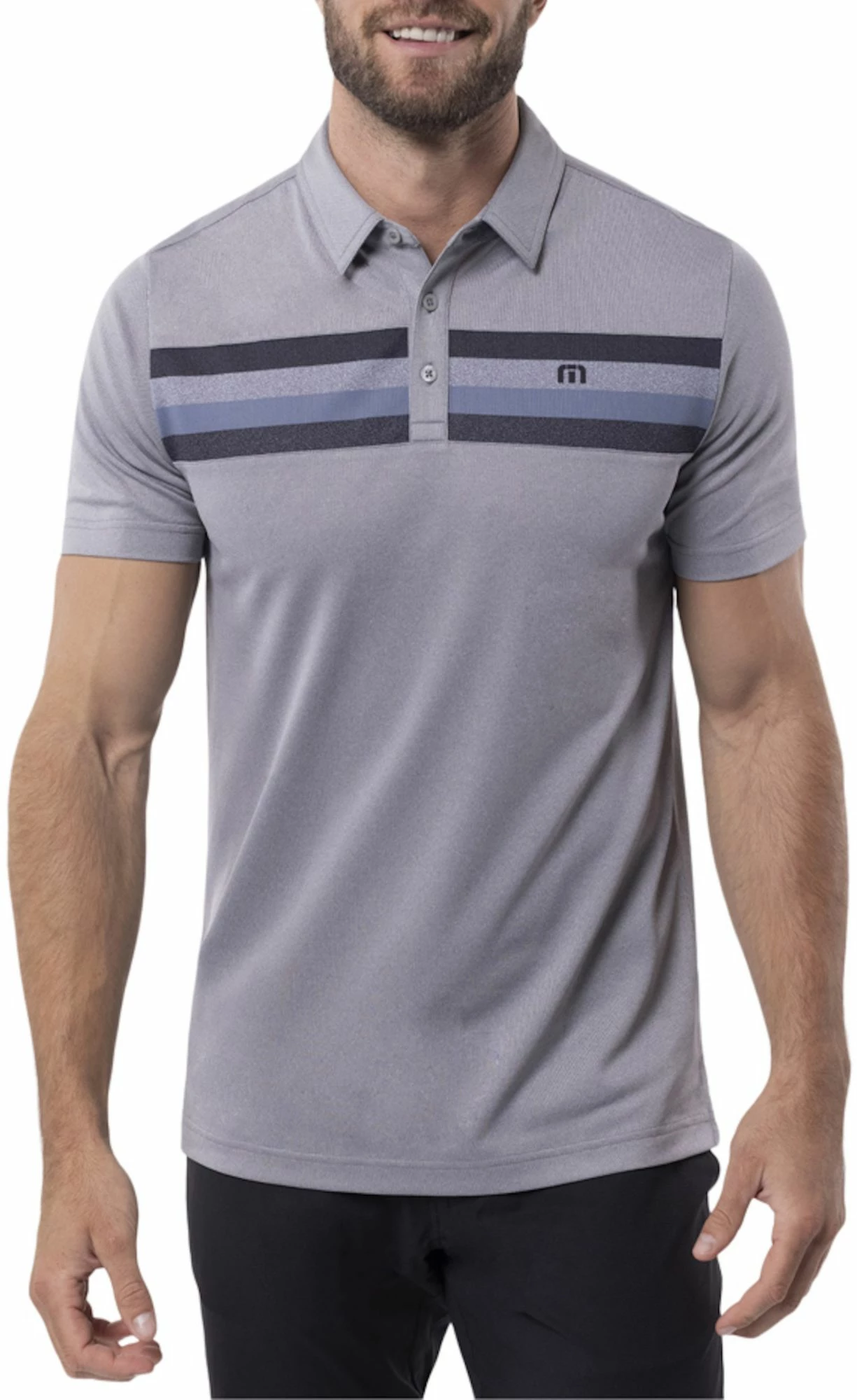 TravisMathew Men's Private Dock Golf Polo For Men Heather Medium Grey 3 TravisMathew Men's Private Dock Golf Polo For Men Heather Medium Grey
