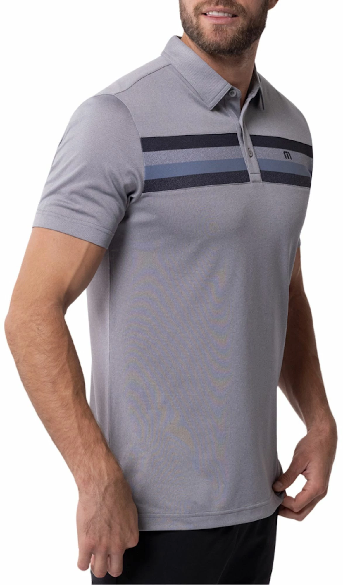 TravisMathew Men's Private Dock Golf Polo For Men Heather Medium Grey 5 TravisMathew Men's Private Dock Golf Polo For Men Heather Medium Grey - Image 3